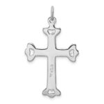 Sterling Silver Platinum-plated Polished Vermeil Budded Cross Pendant - Image 4