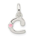 Sterling Silver Letter C with Enamel Pendant
