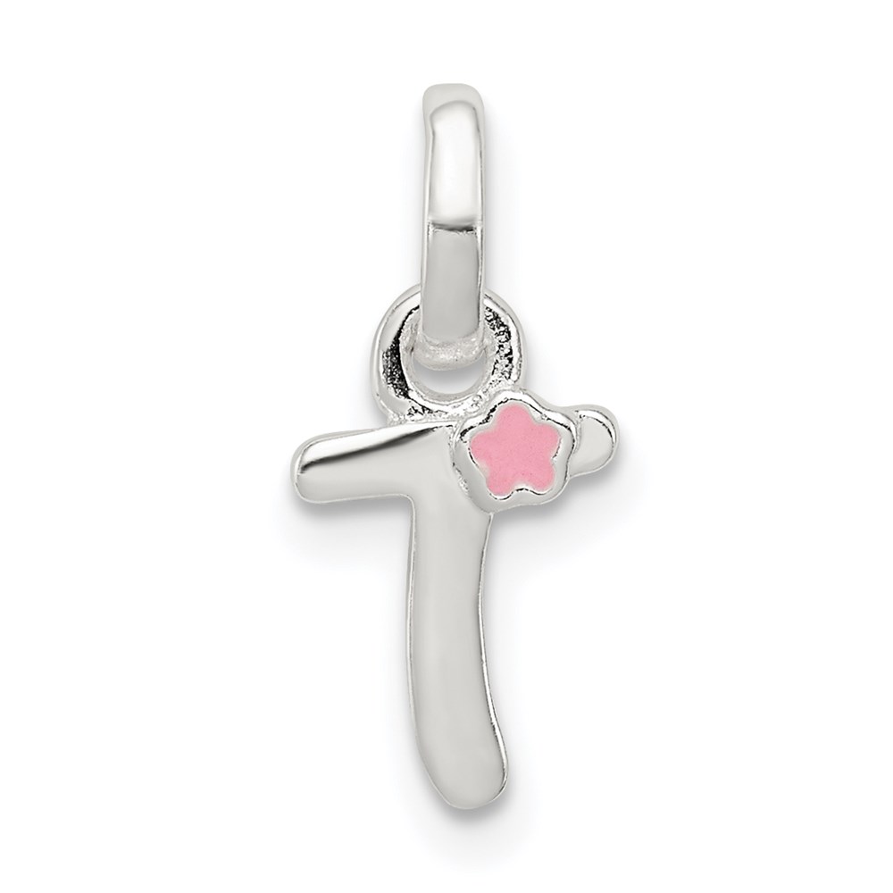 QC7935T.jpg Sterling Silver Letter T with Enamel Pendant - Image 1