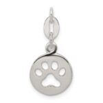 Sterling Silver Round Paw Print Pendant