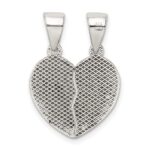 Sterling Silver Antiqued Te Amo Break Apart Heart Pendant - Image 4