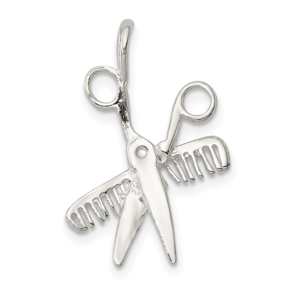 QC811.jpg Sterling Silver Comb & Scissors Charm - Image 1