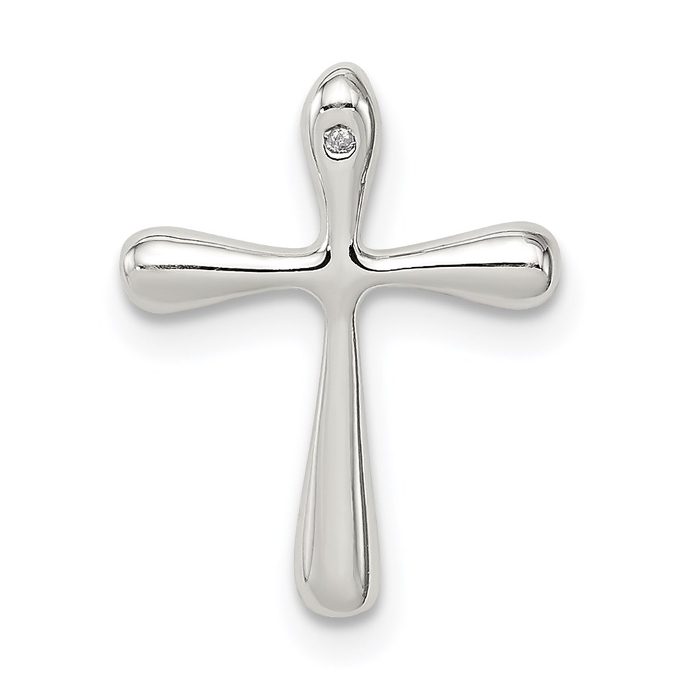 QC8117.jpg Sterling Silver Polished Diamond Cross Chain Slide - Image 1
