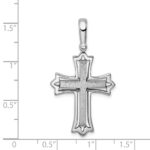 Sterling Silver Rhodium-plated Brushed/Polished Cross Pendant - Image 4