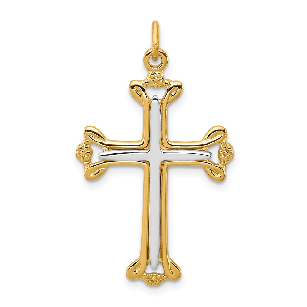 QC8159.jpg Sterling Silver Platinum-plated & Gold-tone Cross Pendant - Image 1
