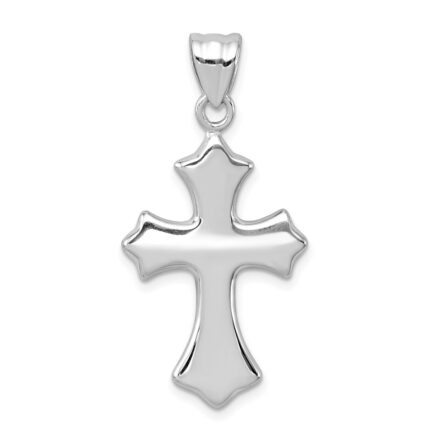 Sterling Silver Rhodium-plated Polished Cross Pendant
