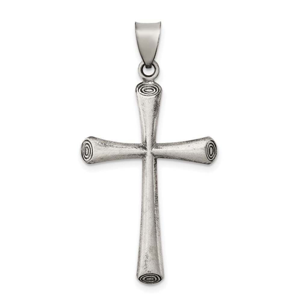 QC8165.jpg Sterling Silver Antiqued and Brushed Latin Cross Pendant - Image 1