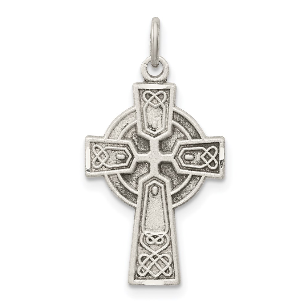 QC8194.jpg Sterling Silver Antiqued Small Celtic Cross Pendant - Image 1