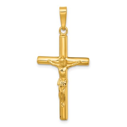 Sterling Silver Gold-tone Polished Crucifix Pendant