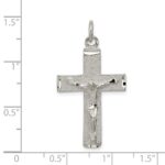 Sterling Silver Polished Squared Cross Crucifix Pendant - Image 3