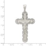 Sterling Silver Polished Filigree Cross Crucifix Pendant - Image 3