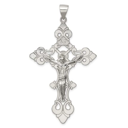 Sterling Silver Polished Large INRI Crucifix Pendant