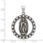 Sterling Silver Antiqued Religious Ruffled Circle Pendant - Image 3