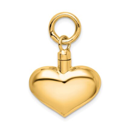 Sterling Silver Gold-tone Polished Puffy Heart Ash Holder Pendant