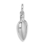 Sterling Silver Rhodium-plated Polished Heart Ash Holder Pendant - Image 2