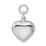 Sterling Silver Rhodium-plated Polished Heart Ash Holder Pendant - Image 3