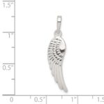 Sterling Silver Polished and Textured Angel Wing Pendant - Image 3