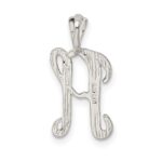 Sterling Silver Polished & Textured Letter H Initial Chain Slide - Image 3