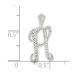 Sterling Silver Polished & Textured Letter H Initial Chain Slide - Image 4