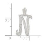 Sterling Silver Polished & Textured Letter N Initial Chain Slide - Image 4