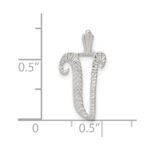 Sterling Silver Polished & Textured Letter V Initial Chain Slide - Image 4