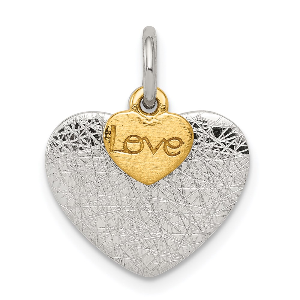 QC8469.jpg Sterling Silver Gold-plated Textured Love Charm Pendant - Image 1