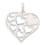 Sterling Silver Polished & Textured 'Mom' Engraved Heart Pendant - Image 4
