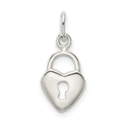 Sterling Silver Polished Heart Lock Charm