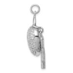 Sterling Silver Rhodium-plated CZ Heart Lock & Key Pendant - Image 2