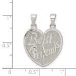 Sterling Silver Polished Best Friends Break Apart Heart Pendant - Image 3