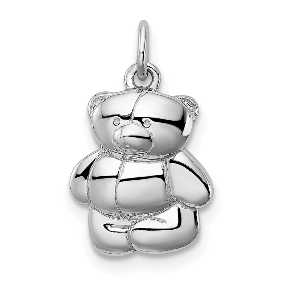 QC8566.jpg Sterling Silver Rhodium-plated Teddy Bear Pendant - Image 1
