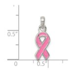 Sterling Silver Polished Pink Enameled Ribbon Pendant - Image 3