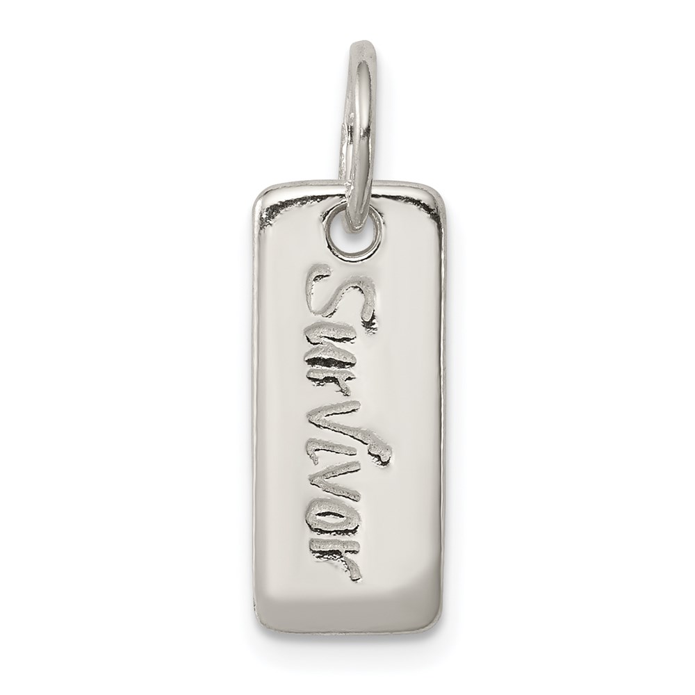 QC8571.jpg Sterling Silver Polished COURAGE/SURVIVOR Reversible Charm - Image 1