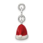 Sterling Silver Polished Enamel Santa Hat Charm - Image 2