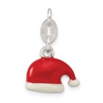 Sterling Silver Polished Enamel Santa Hat Charm - Image 4