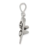 Sterling Silver Antiqued Jet Fighter Angled Pendant - Image 2