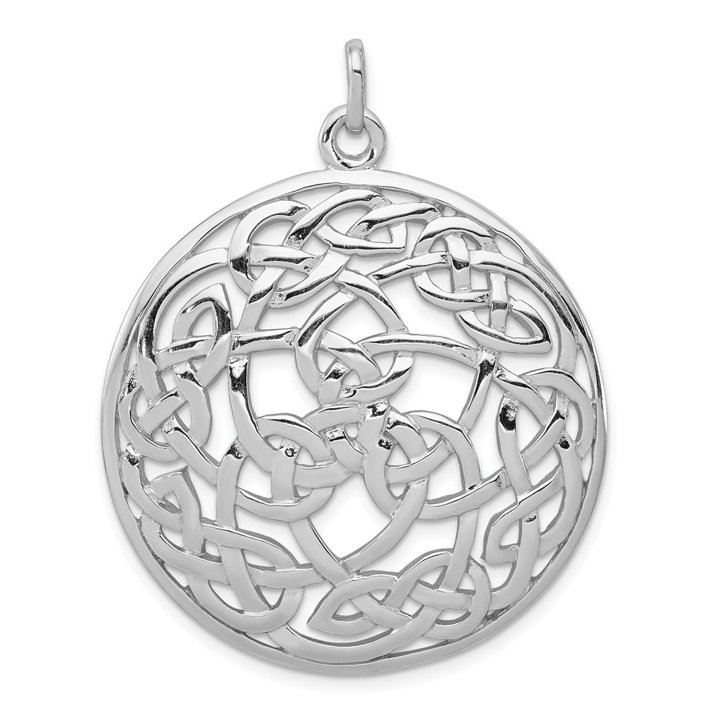 QC8670.jpg Sterling Silver Rhodium-plated Polished Celtic Pendant - Image 1