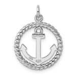 Sterling Silver Rhodium-plated Anchor Pendant - Image 3
