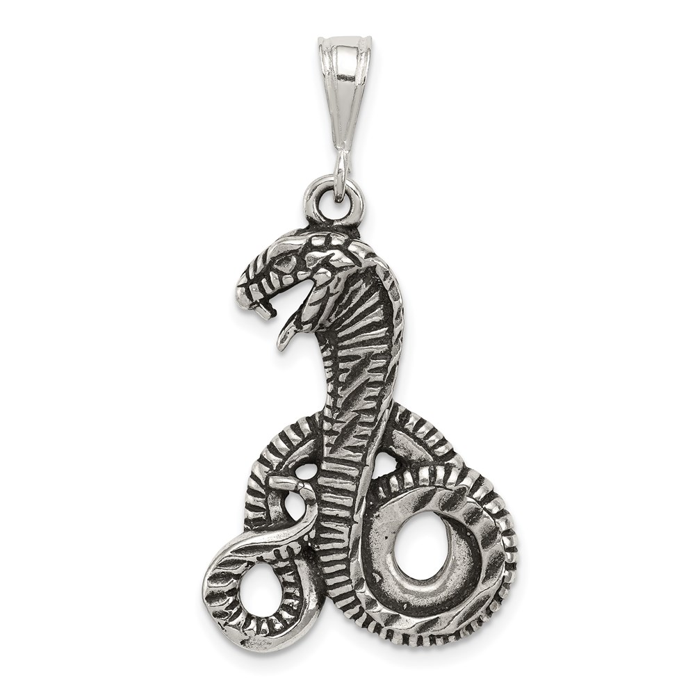QC8741.jpg Sterling Silver Antiqued Snake Pendant - Image 1