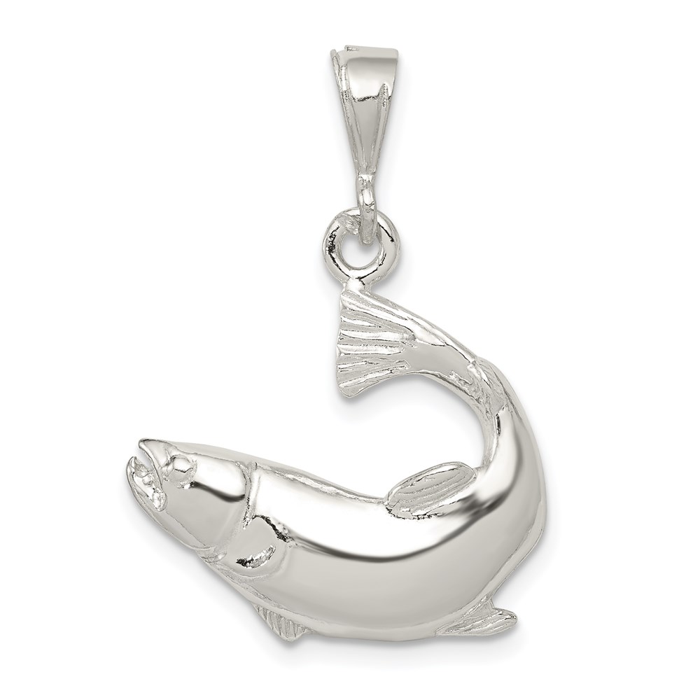 QC8767.jpg Sterling Silver Polished Salmon Pendant - Image 1
