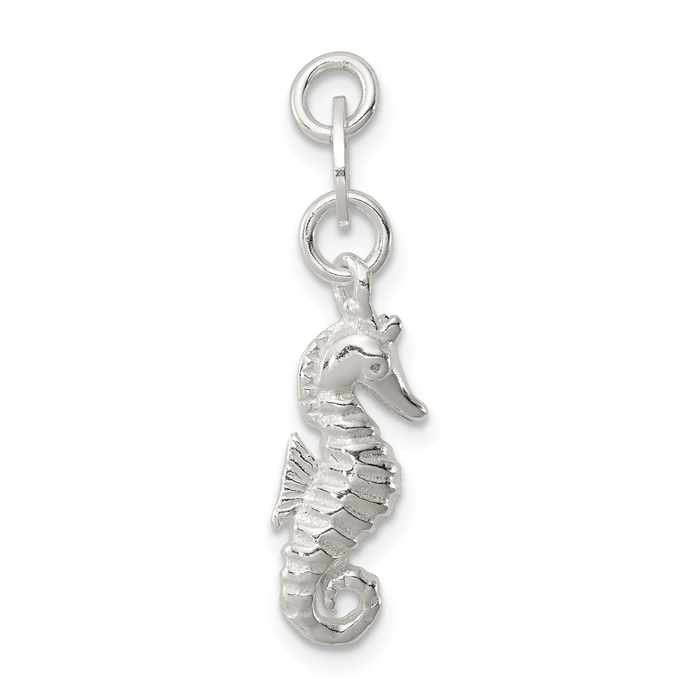QC8778.jpg Sterling Silver Polished and Textured Seahorse Charm - Image 1