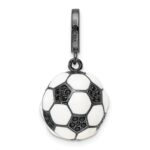 Sterling Silver Rhodium-plated & CZ 3D Soccer Ball Pendant - Image 3