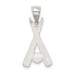 Sterling Silver Polished Bats and Baseball Pendant - Image 4