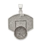 Sterling Silver Antiqued & Textured Basketball with Backboard Pendant - Image 4