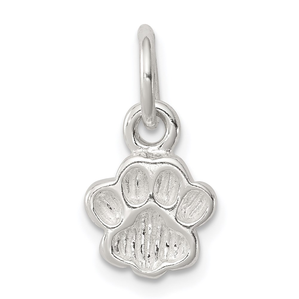 QC8873.jpg Sterling Silver Polished and Textured Paw Print Charm - Image 1