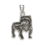 Sterling Silver Antiqued Bulldog Pendant - Image 4