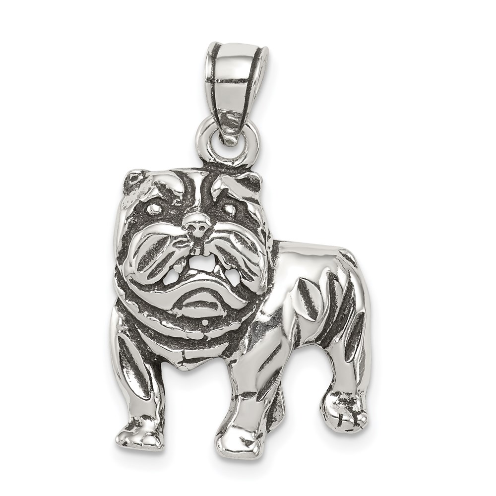 QC8879.jpg Sterling Silver Antiqued Bulldog Pendant - Image 1