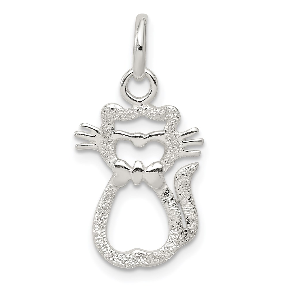 QC8881.jpg Sterling Silver Polished Cat Charm - Image 1