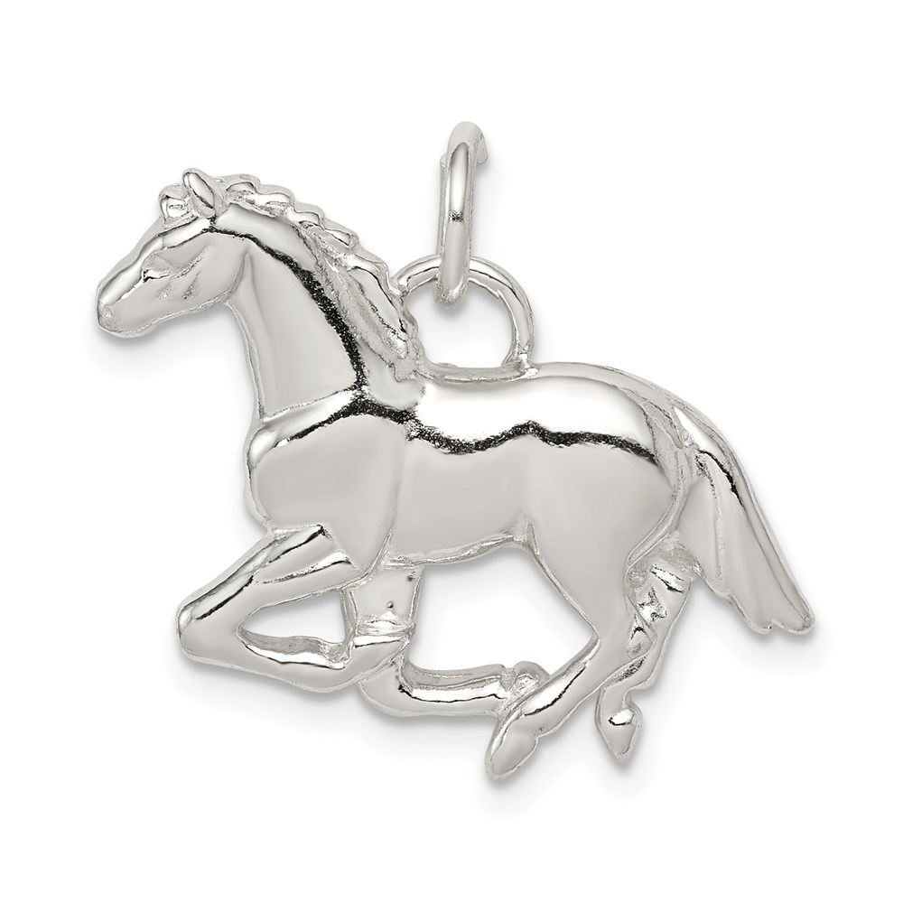 QC8892.jpg Sterling Silver Polished & Textured Horse Pendant - Image 1