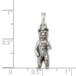 Sterling Silver Antiqued & Textured Bear Standing up Pendant - Image 3